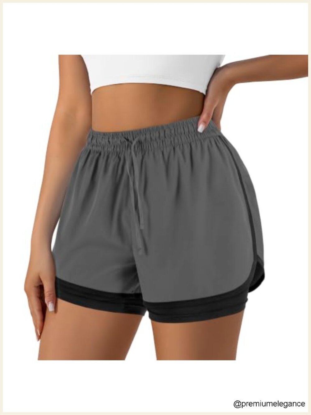 Women's 2-in-1 Running Shorts with Liner Pockets High-Waisted Athletic Gym